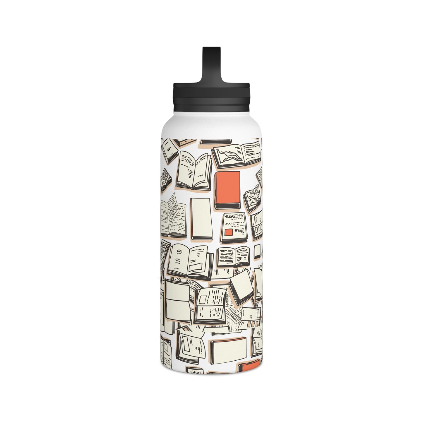 "Books" Stainless Steel Mom Boss Water Bottle, Handle Lid