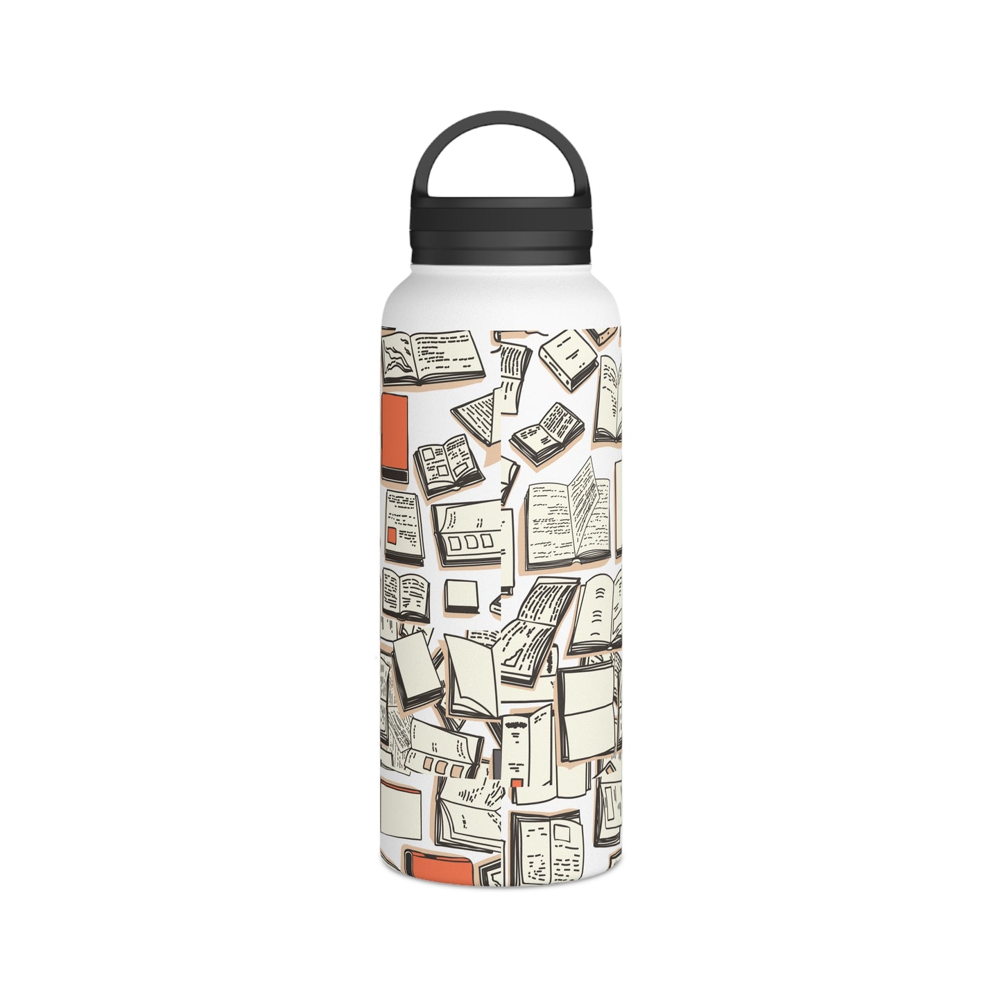 "Books" Stainless Steel Mom Boss Water Bottle, Handle Lid