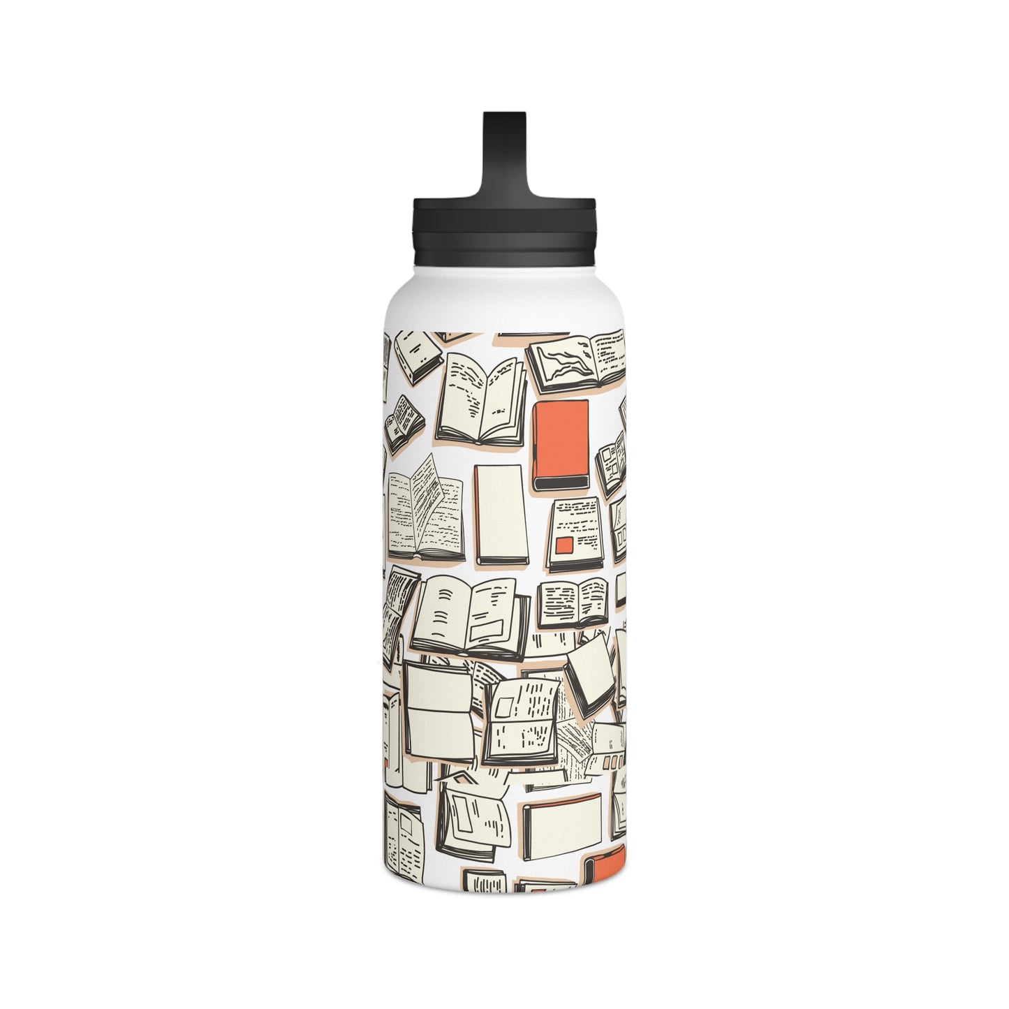 "Books" Stainless Steel Mom Boss Water Bottle, Handle Lid