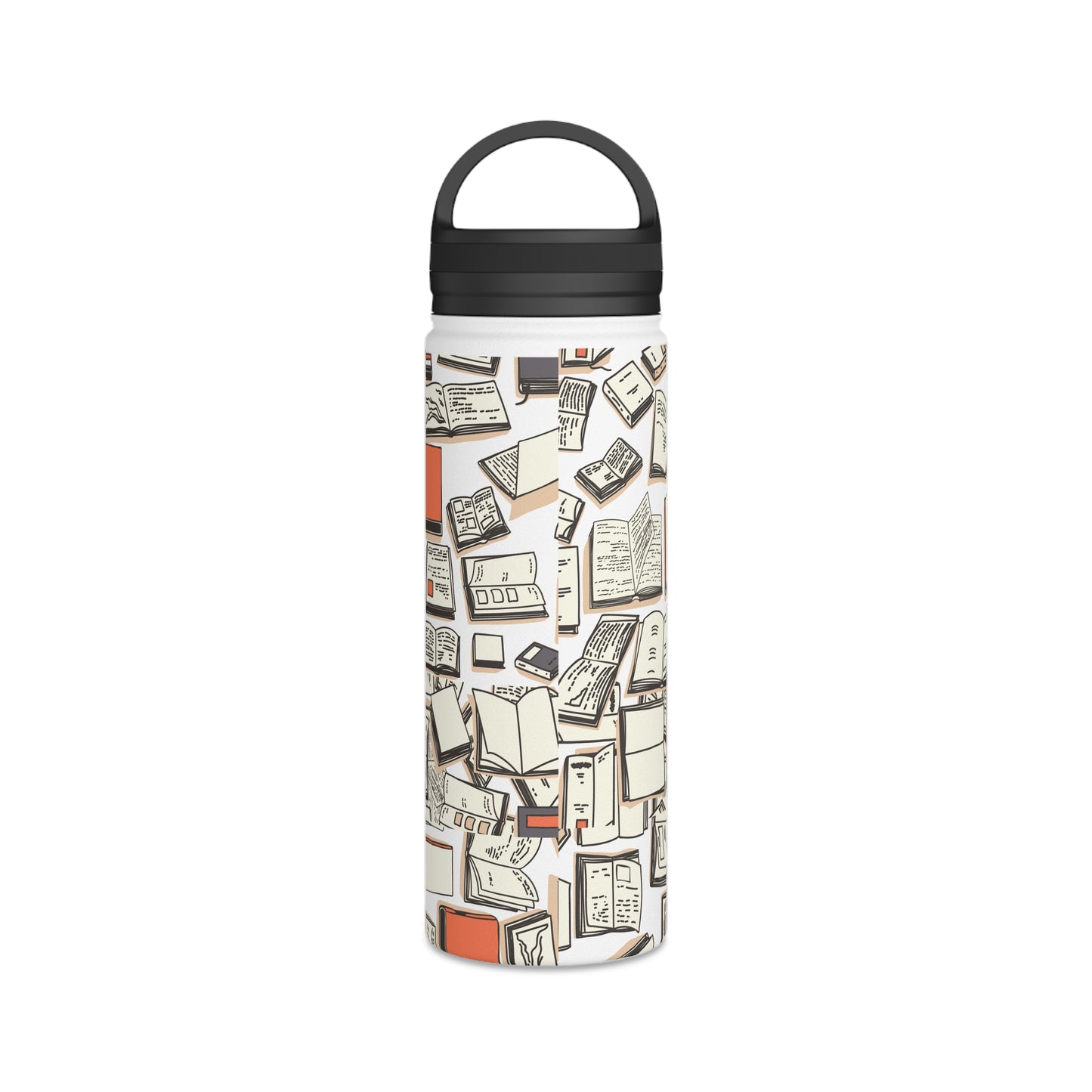 "Books" Stainless Steel Mom Boss Water Bottle, Handle Lid