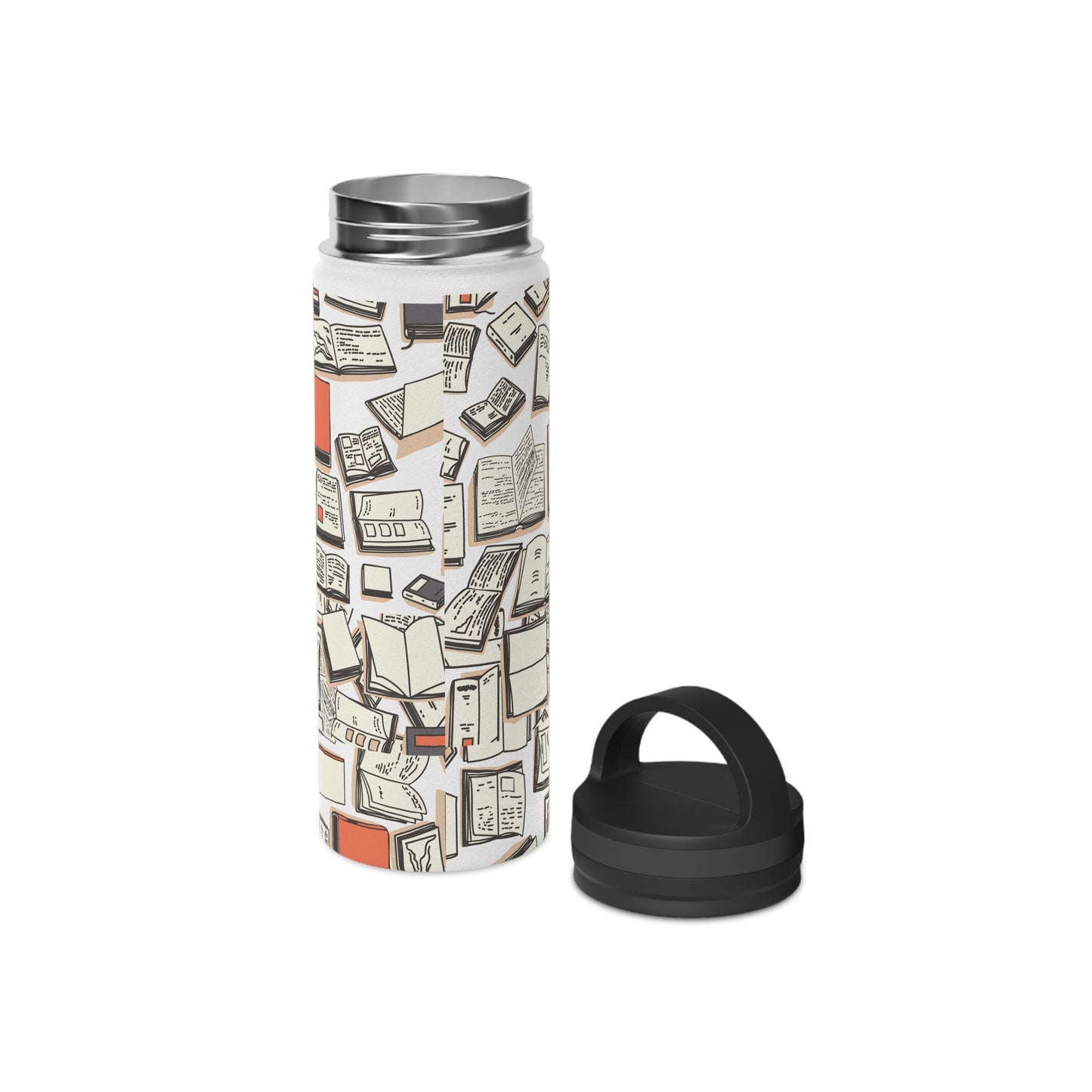 "Books" Stainless Steel Mom Boss Water Bottle, Handle Lid