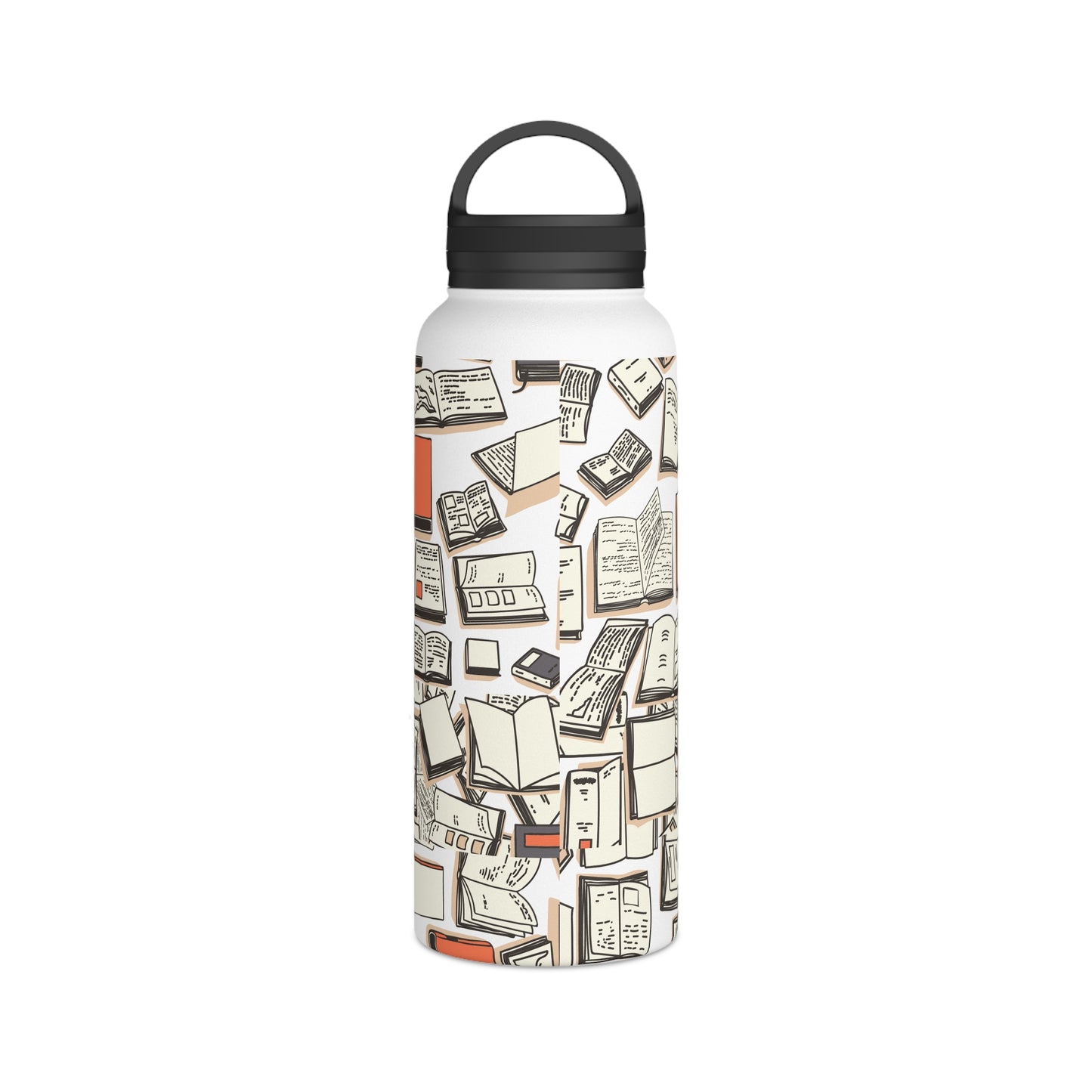 "Books" Stainless Steel Mom Boss Water Bottle, Handle Lid