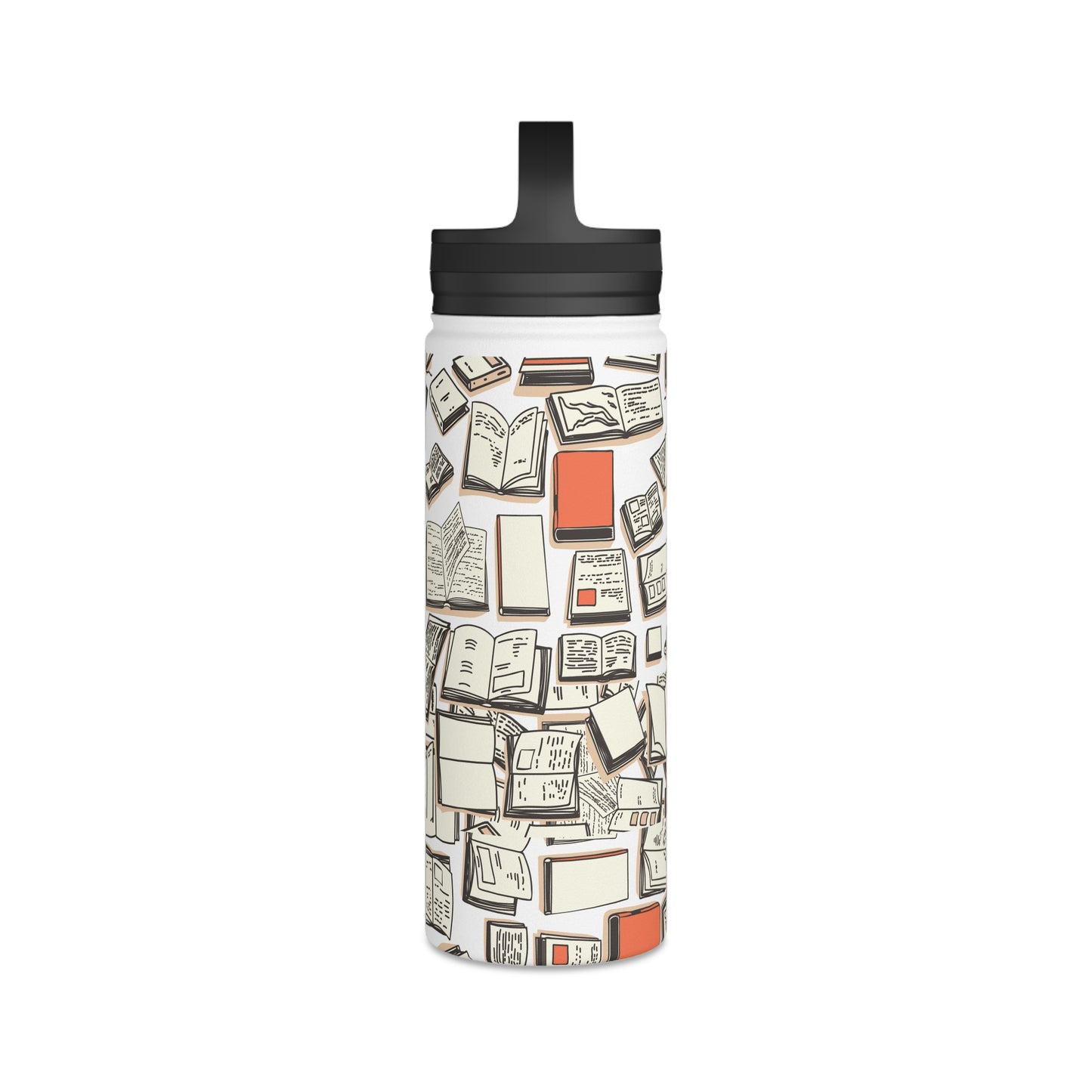 "Books" Stainless Steel Mom Boss Water Bottle, Handle Lid