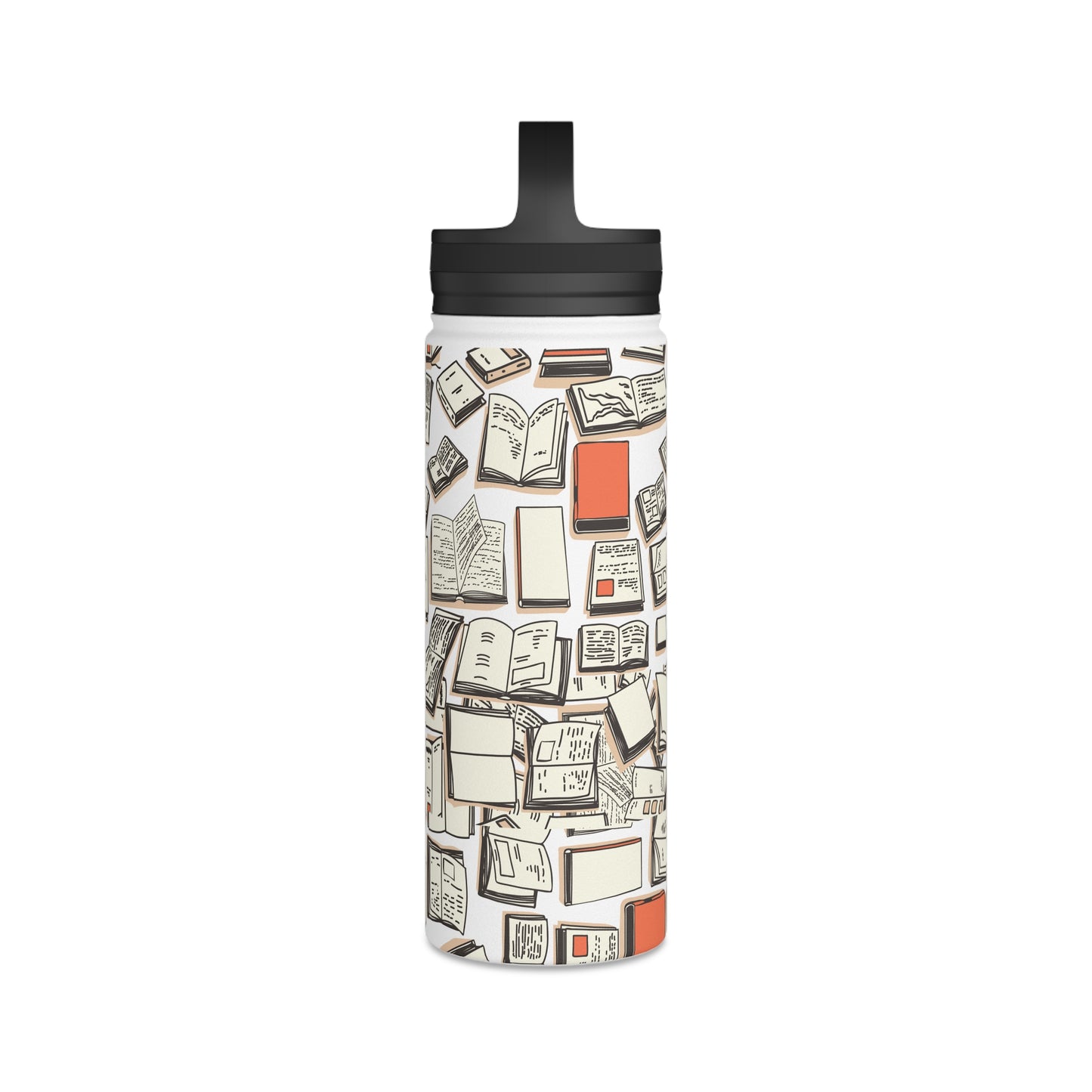 "Books" Stainless Steel Mom Boss Water Bottle, Handle Lid