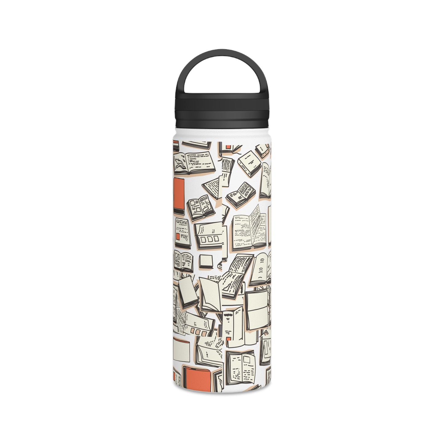 "Books" Stainless Steel Mom Boss Water Bottle, Handle Lid