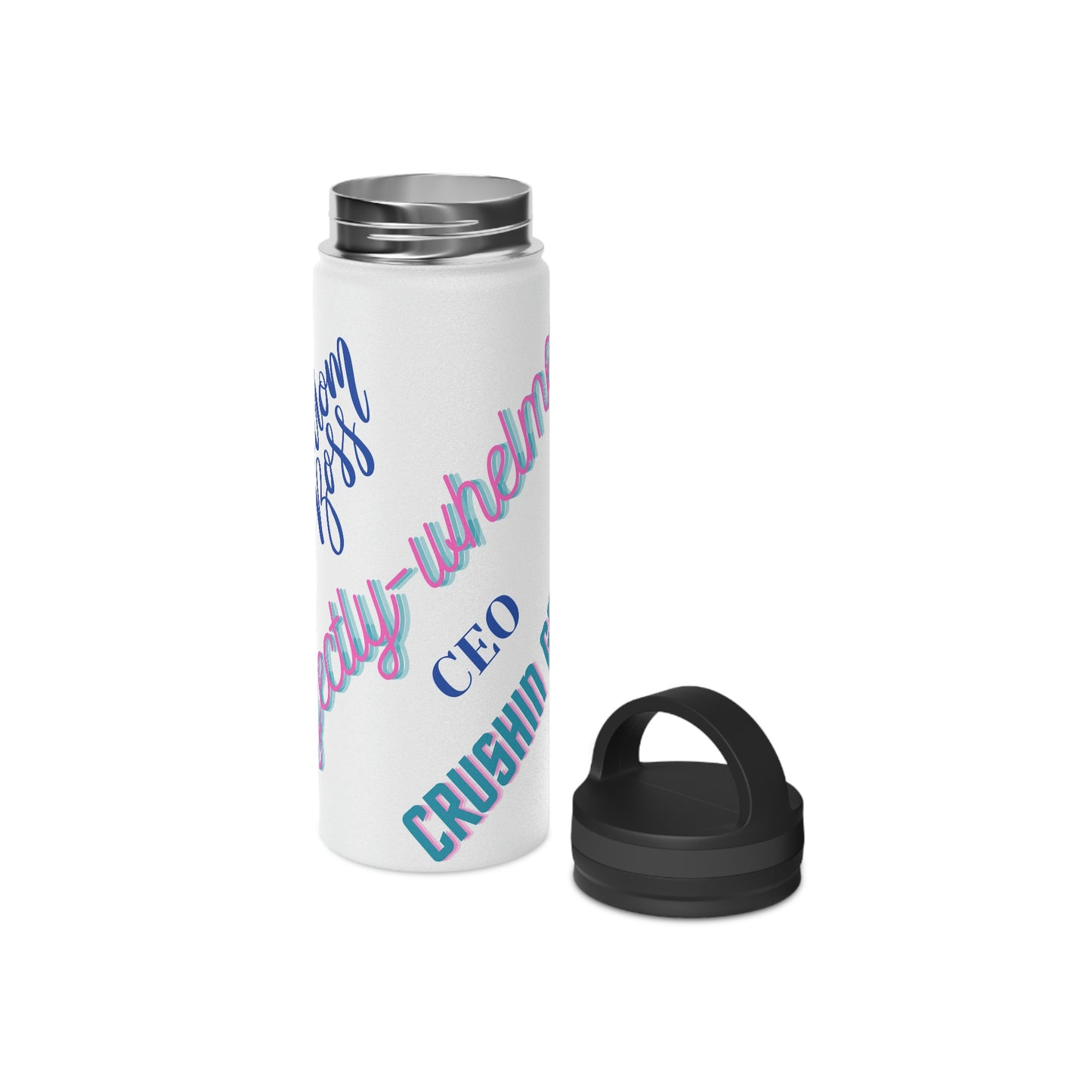 "Mom Boss" Stainless Steel Mom Boss Water Bottle, Handle Lid