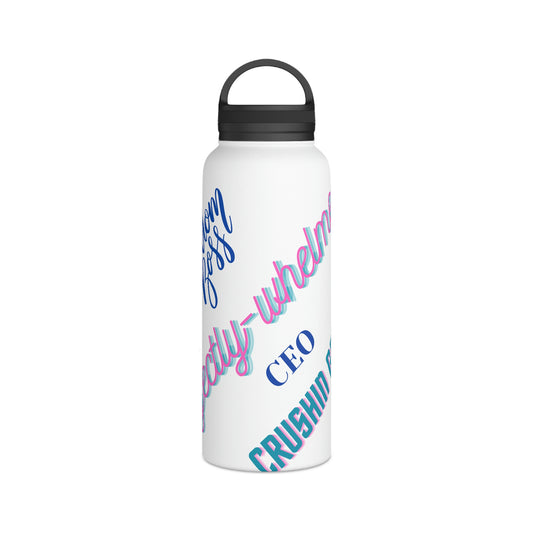 "Mom Boss" Stainless Steel Mom Boss Water Bottle, Handle Lid